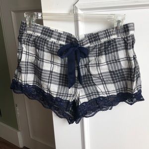 Aerie Plaid Lace Pajama shorts